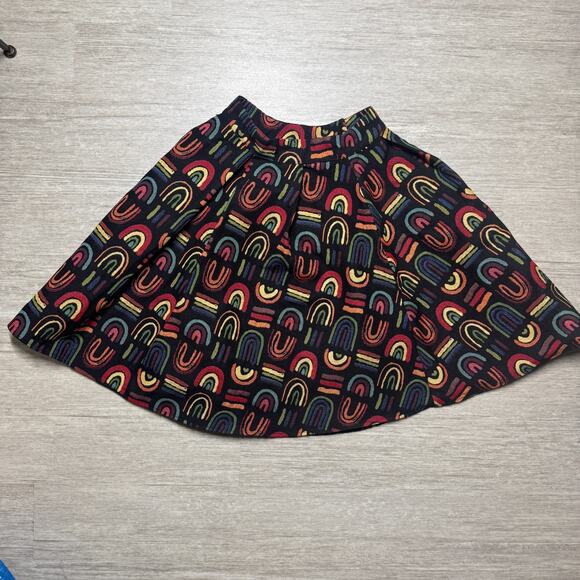 Moixa ZEGERMAN London A Line Knit Pleated Skirt Rainbow Print Women's M - Picture 1 of 8